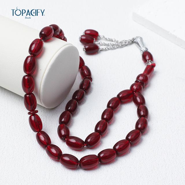 33-Bead Muslim Prayer Rosary Bracelet with Alloy Pendant