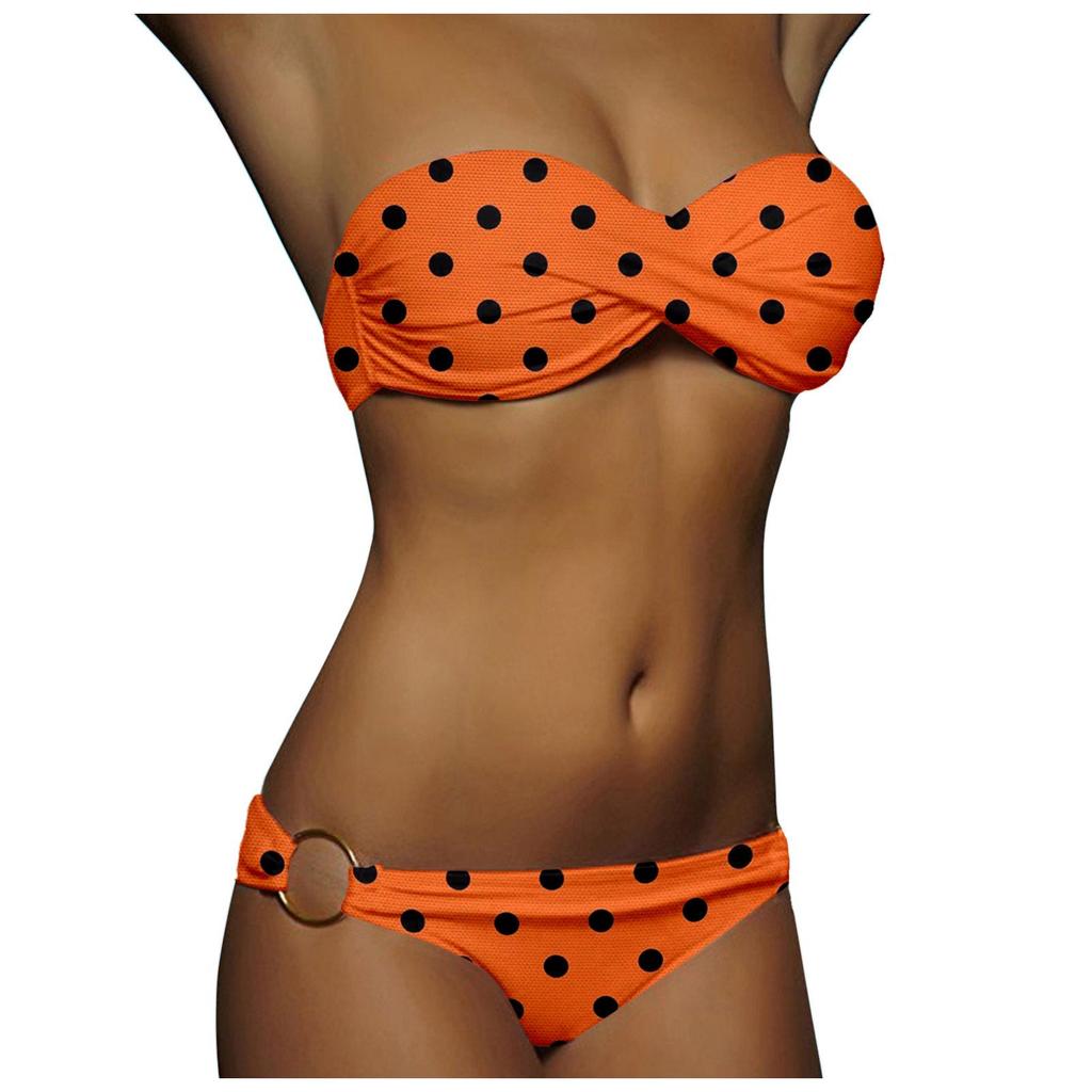 2024 European and American Women's Sexy Split Swimsuit with Hard Cup and Double Ring Bikini