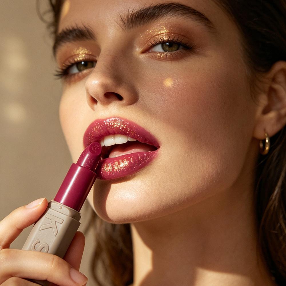 Kiss Lipstick Metallic Shine Glitter Lipstick Moisturizing Smooth Velvet High Pigment Non Grainy Comfortable Lip Makeup for Women