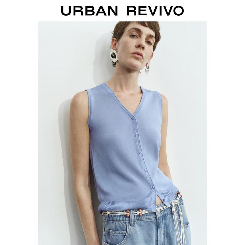 UR 2025 Spring Women's Simple V-Neck Sleeveless Knitted Cardigan