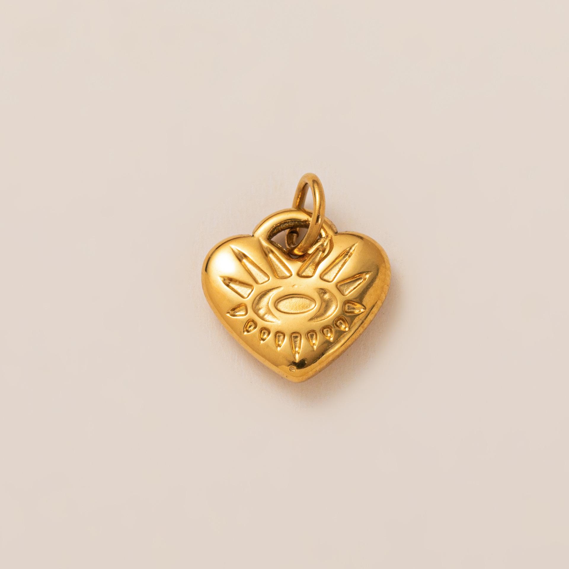 European & American Heart Pendant - 18K Gold Color Retention in Stainless Steel, Geometric Musical Note Design