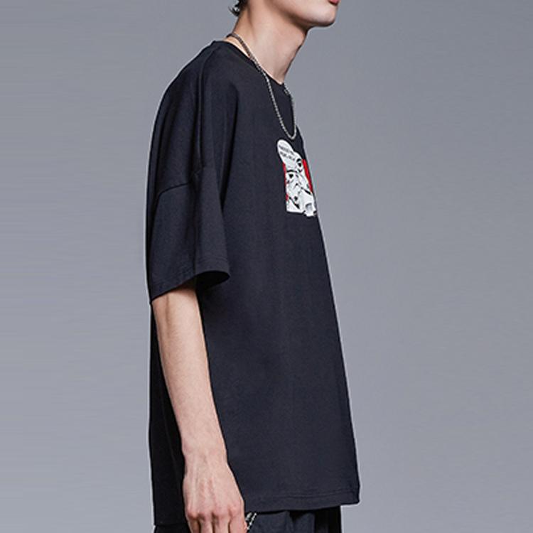 Li Ning X Star Wars Collaboration Printed Crew Neck Pullover Short Sleeve T-Shirt Men Tops Black AHSR407-4