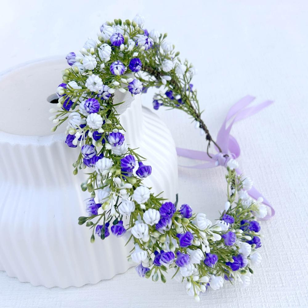 Boho Style Floral Headband Simulated Flower Wedding Headpiece Bridal Wreaths  Seaside Vacation