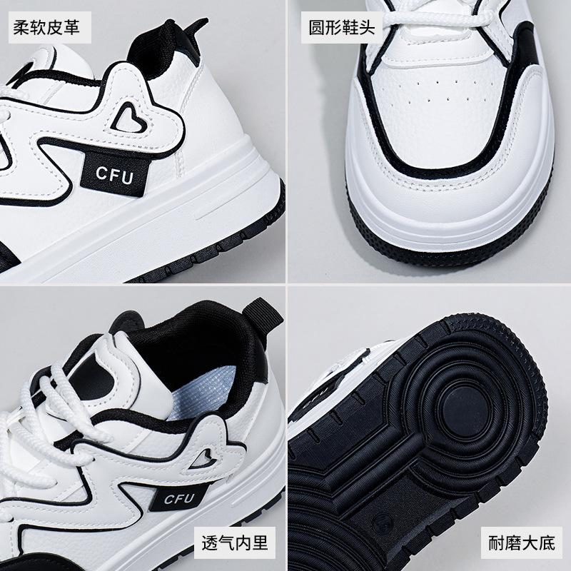 INS White Shoes for Students Korean Style Women's Fashionable  Spring New Platform Height Increasing Breathable Casual Shoes Street Shot A616