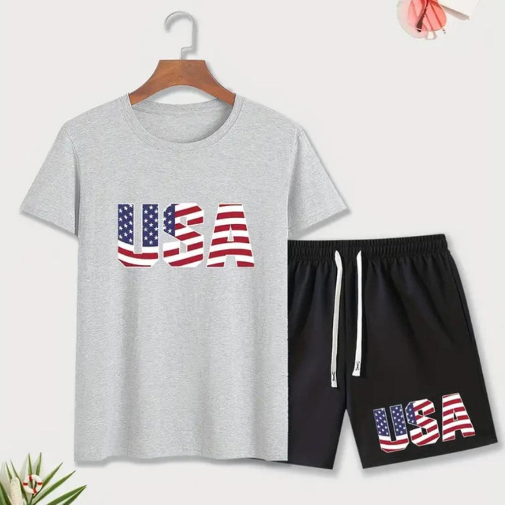 Men's King Printed Crewneck T-Shirt Fashion New 2024 Men's Short Sleeve Shorts 2-Piece Summer Outdoor Street Activity Suit