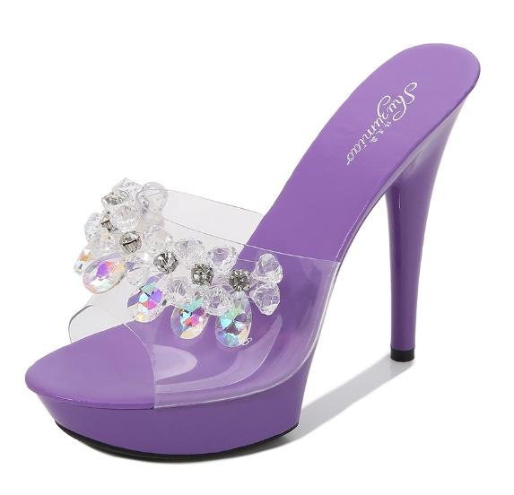 Fashion Patent Leather Mules Women Slippers Sandals Sexy Party Shoes Luxury Comfortable Summer Fashion 13cm