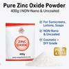 Ossido di Zinco | 400g | NON Nanometrico & Non Rivestito per Prodotti Cosmetici & Fai da Te Crema Solare, Sapone, Lozione | Polvere per pittura