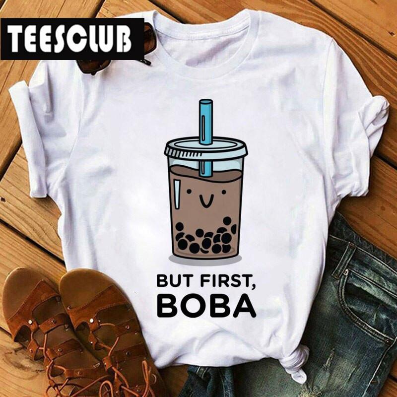 Milk Tea Cat Print Bubble Tea Animal TShirt Unisex Couple Trendy Personalized Womens Clothing Soft Cotton Short Sleeve Tshirt