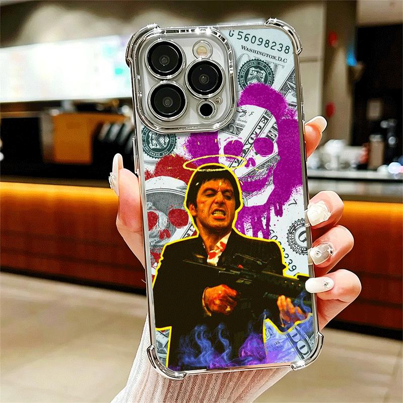 Scarface 1983 Al Pacino Custodia Morbida per Telefono per iPhone 15 16 17 Air 14 Pro Max 16E Plus 13 12 Mini Placcata Anti-caduta Fundas