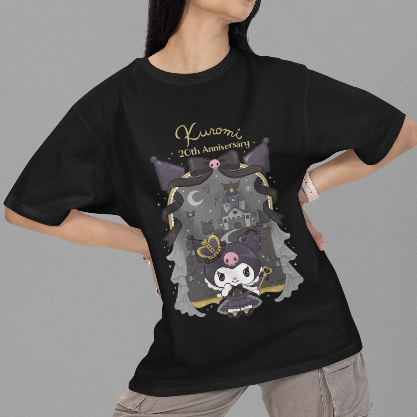Sanrio Kuromi Little Devil Castle Black Cute Graphic Kawaii T-Shirt Unisex Tee S