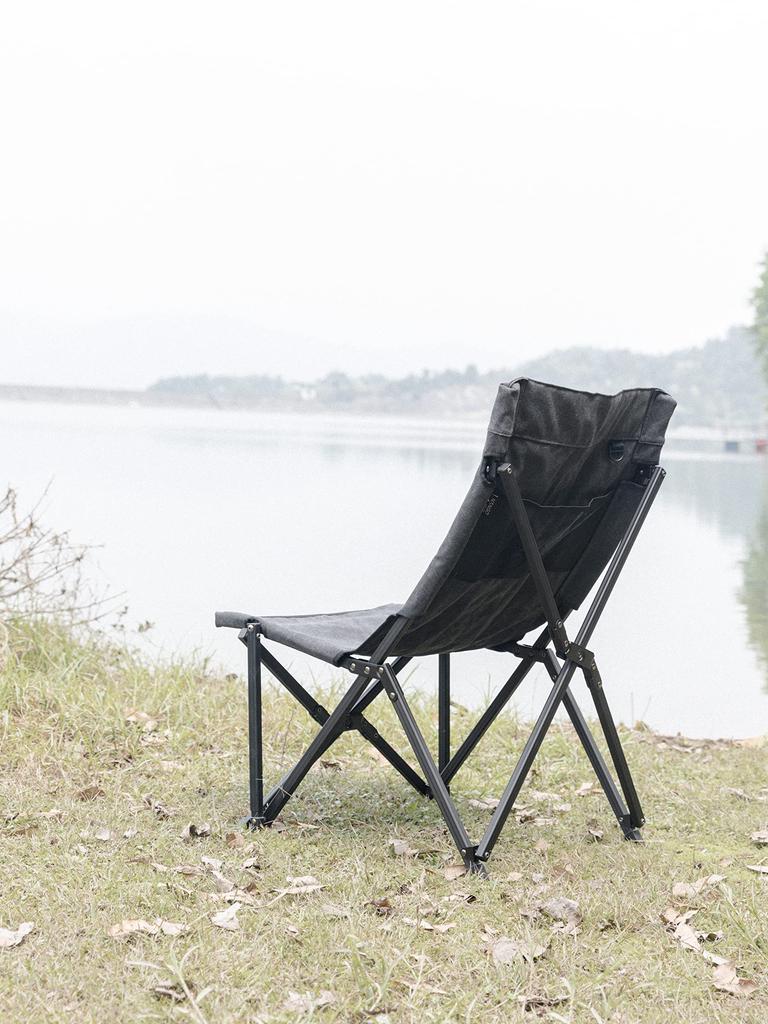 NANGGEAR Camping Bonfire Low Chair Outdoor Chair Thick Canvas Black Black Gear (Nanko Gear) 20115-BK (F-1004C-BK)