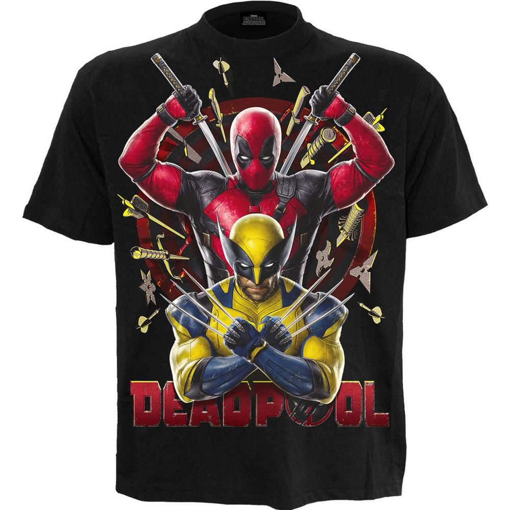 Deadpool & Wolverine Unisex Erwachsenen T-Shirt mit Zielscheiben-Rückendruck