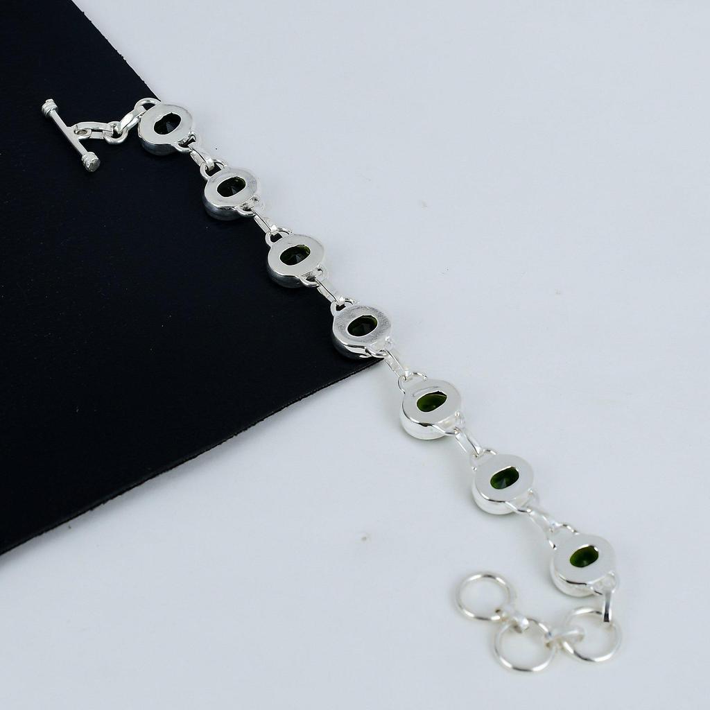 Brățară delicată din argint 925, cu peridot, lucrată manual, pentru soție, cadou unisex pentru ziua de naștere