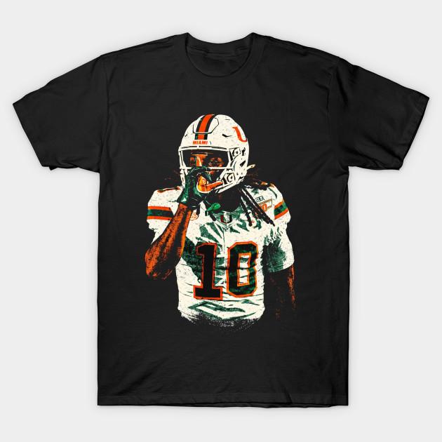 Men Black Print T-shirt Miami Hurricanes Toney #10 Grit Style Art No-Cut Transfer Paper Print Cotton Tshirt