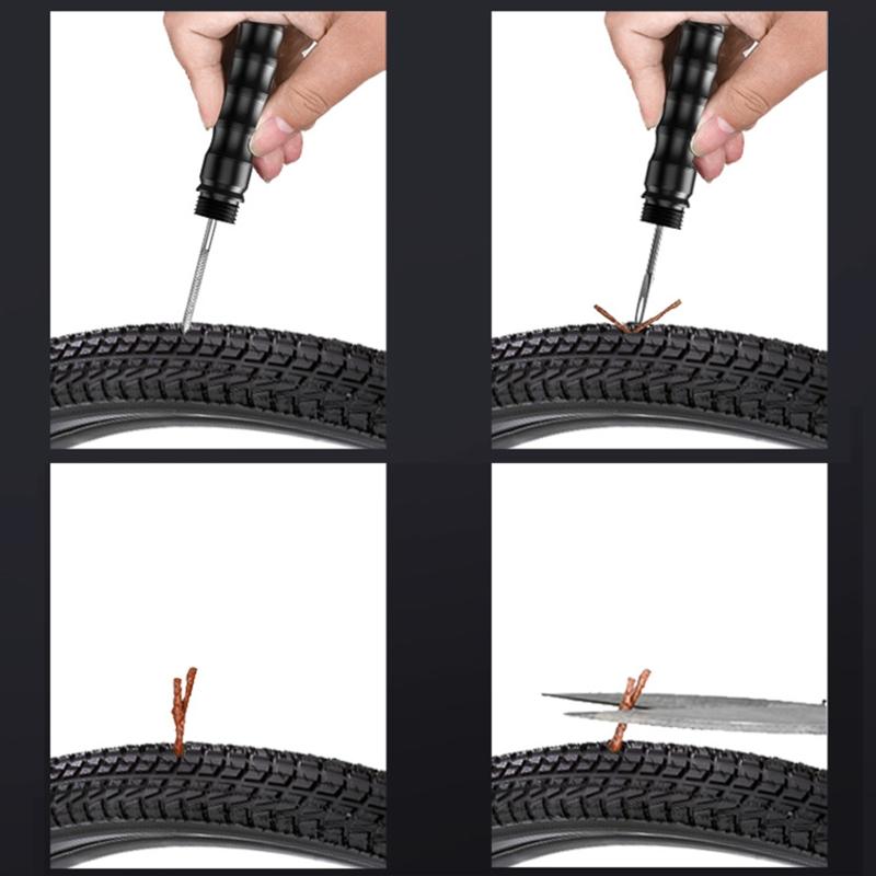 Bicycle Tubeless Tire Repair Tools Kit Mini MTB Road Bike Tyre Plug Puncture Flat Fix Patch Drill Sealant Rubber Stripe