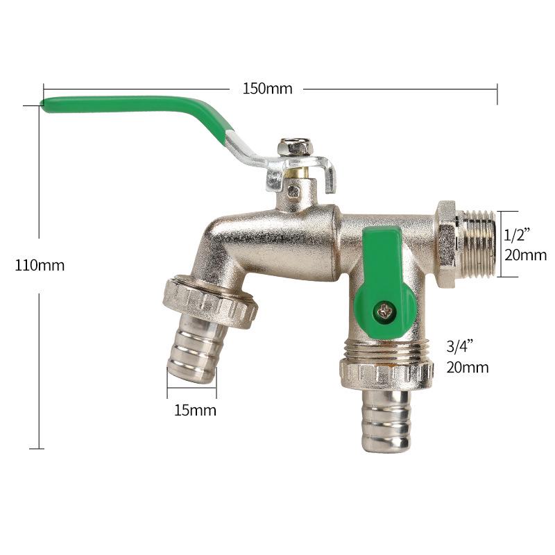 Black-Plated Zinc Alloy Double Outlet Garden Faucet