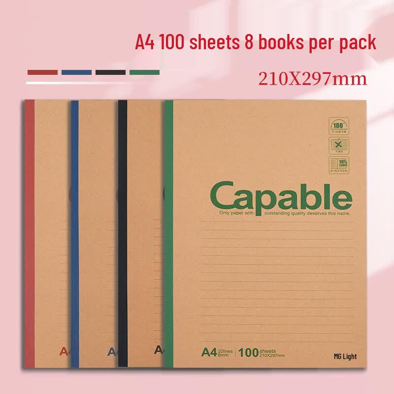 Тонкие беспроводные тетради M&G формата А4, 100 листов (4-Pack)