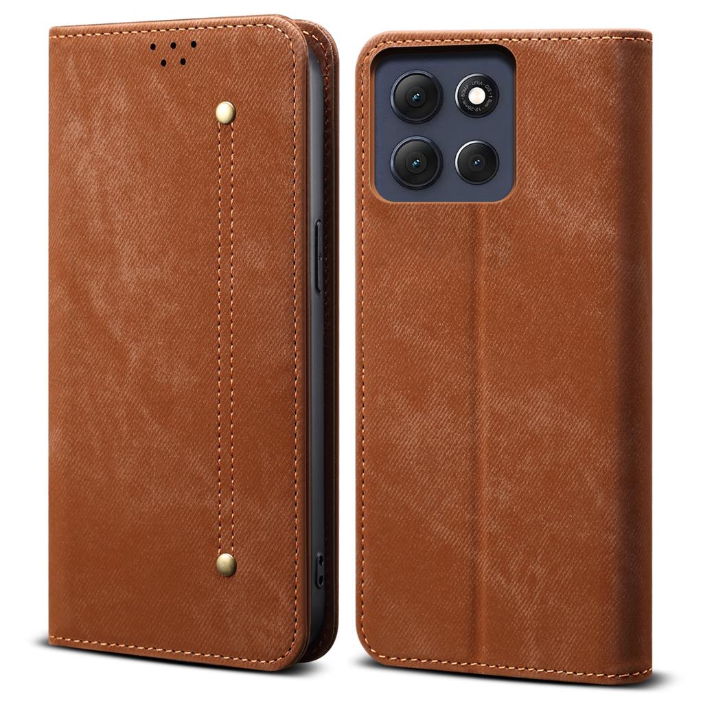 For Motorola Moto G56 5G Case Jeans Cloth Texture Anti-Scratch Leather Stand Phone Cover