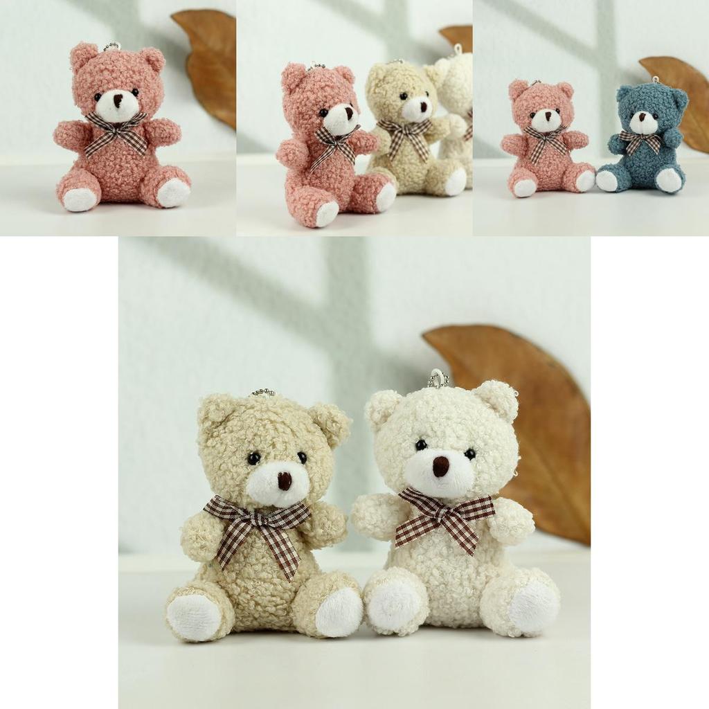 Cute Brown Plush Teddy Bear Keychain Soft Coral Fleece Adorable Keyring For Gifts