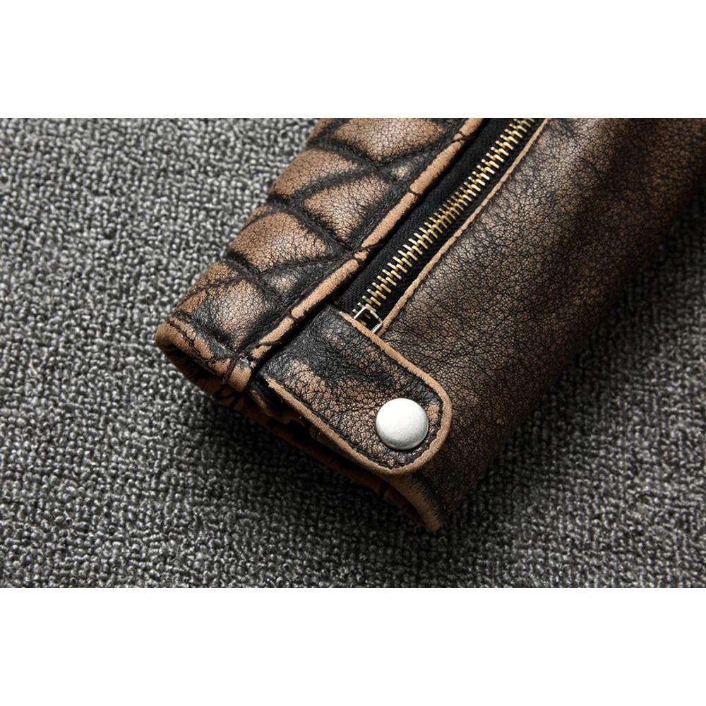Chinesische Größe Vintage Männer Lederjacke dick 100% echtes Rindsleder Bikerjacke Slim Fit Männer Motorradmantel Herbst asiatische Größe S-5XL M419