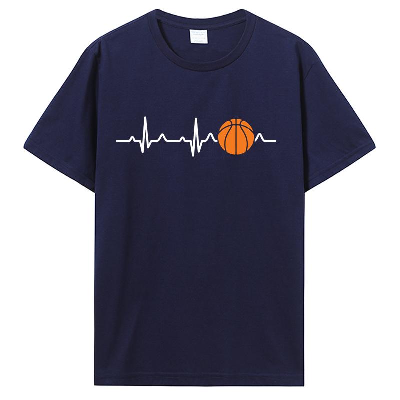 

Basketball Heartbeat TShirt Men Birthday Gifts Short Sleeves Funny Tees O Neck Cotton Clothes Humor T Shirt S