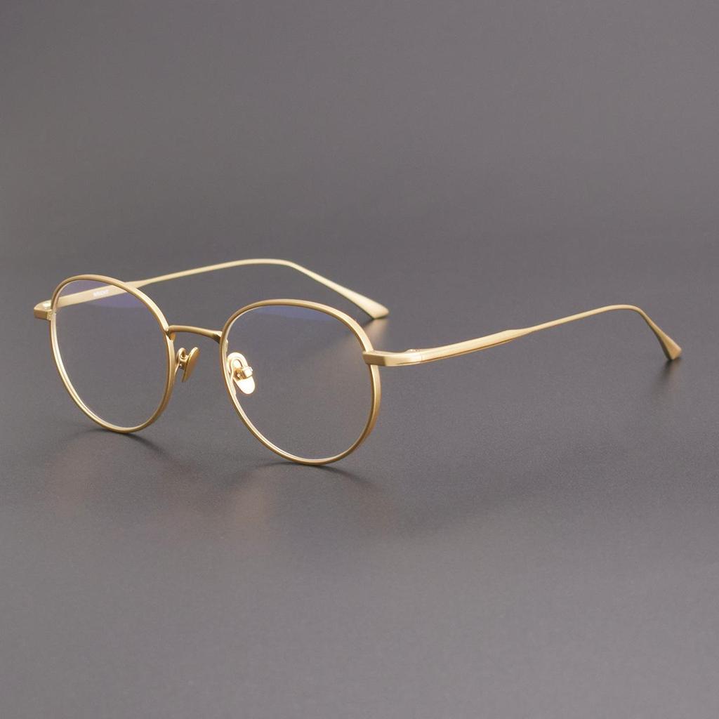 "Handmade Retro Japanese Style Pure Titanium Oval Glasses Frame"