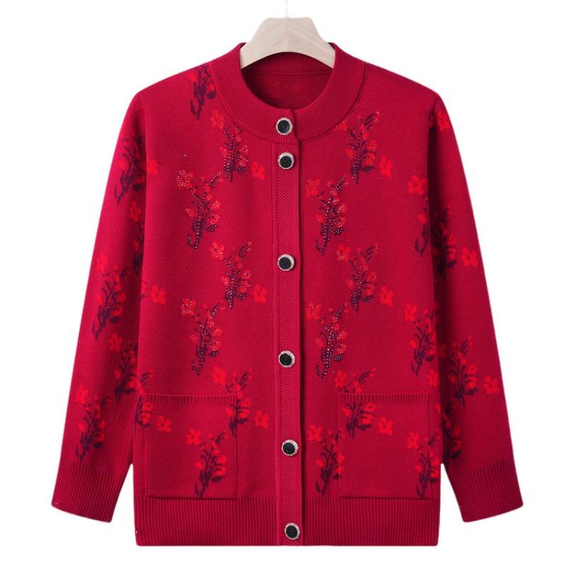 The New Mother's Autumn Sweater Jacket Medium and Old Knitted Sweater Cardigan Top the Elderly Grandma Clothes