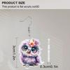 2D Flat Acrylic Christmas Pink Purple Owl Pendant Earrings, Suitable As A Holiday Gift for Women, Holiday Party Decorative Jewelry.