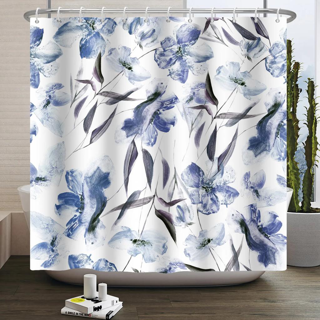 Bathroom Curtain with Fabric 180x180 Colorful Floral Spring Blossom Tree Boho Bathtub Waterproof Shower Curtains With Hooks