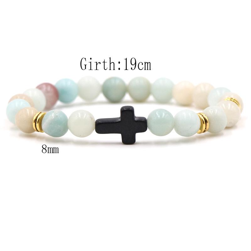 Braccialetto con ciondolo in pietra naturale con croce nera lava opaca perline bracciali fatti a mano uomo donna preghiera fitness catena coppia gioielli regalo