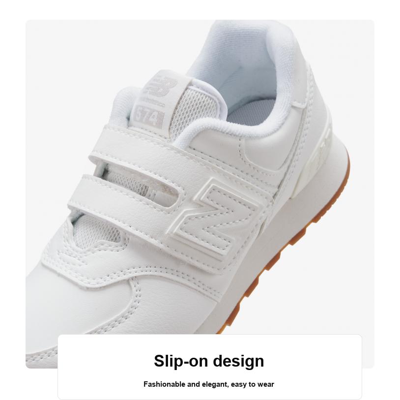 New Balance Kids 574 Comfortable Lightweight Durable Low-Top Running Sneakers White PV574NWW