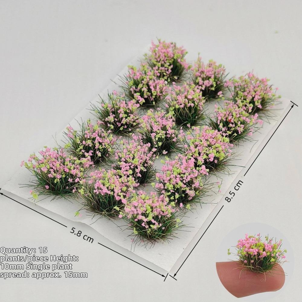 15pcs/box 10mm Grass Cluster Model Kit Multicolors Nylon Material Miniature Building Sand Table Flower 8.5*5.8cm diy