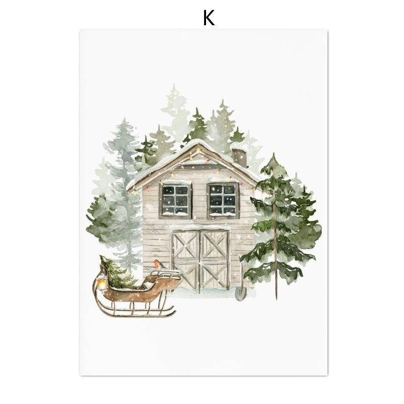 Paveikslai Sienų menas Kalėdų sodyba Nuotraukos Miško elnių miškas Plakatai ir spaudiniai Žiemos drobės Paveikslai Namų dekoras