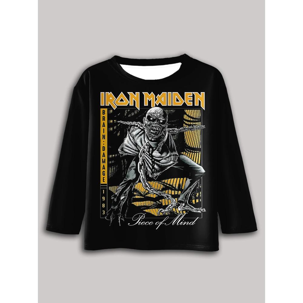 

3D Print Hot Maidens Band I-irons T-Shirt Long Sleeve Spring Fall Clothes Casual Round Neck Children s Boy T-shirts 110