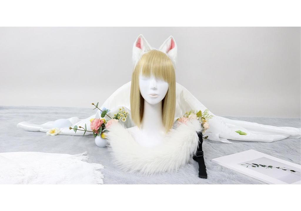 Halloween Fox Fur Plush Tail & Cat Ears Headband: Cute Cosplay Accessory
