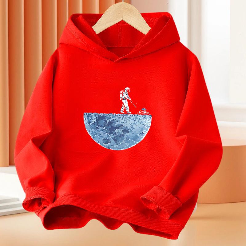 Chłopcy 3-14 lat Kreskówka Kosmonauta Kosmiczny Księżyc Bluza z Długim Rękawem Dziecięce Śmieszne Góry Bawełniany Podstawowy Płaszcz dla Dzieci