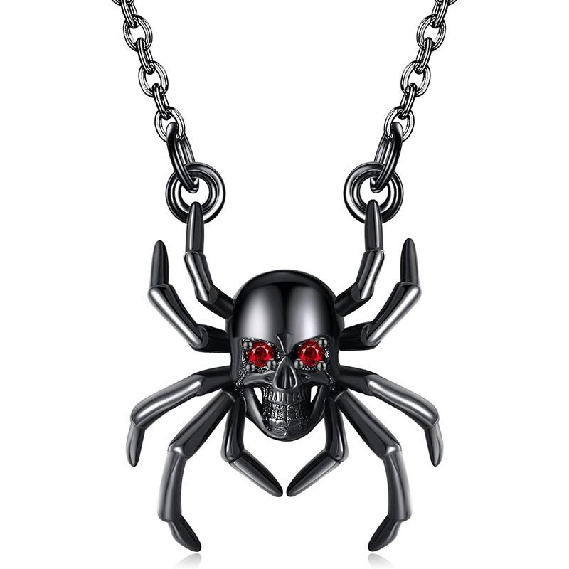 New Halloween Simple Spider Skull Pendant Punk Three-dimensional Insect Necklace Necklace 60CM