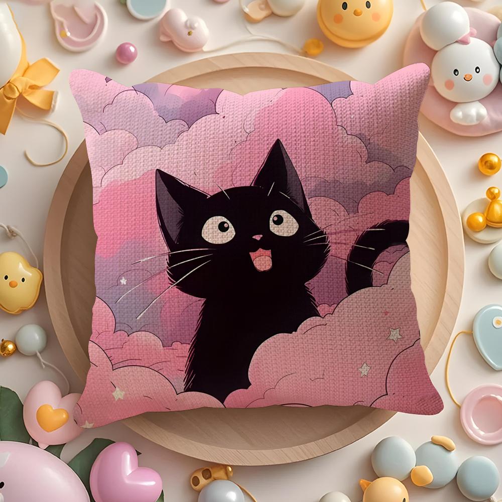 Мультяшная пара любителей котят Наряды Наволочка Диван Гостиная Спальня Изголовье Подушка для спинки Квадратная подушка 30X30cm