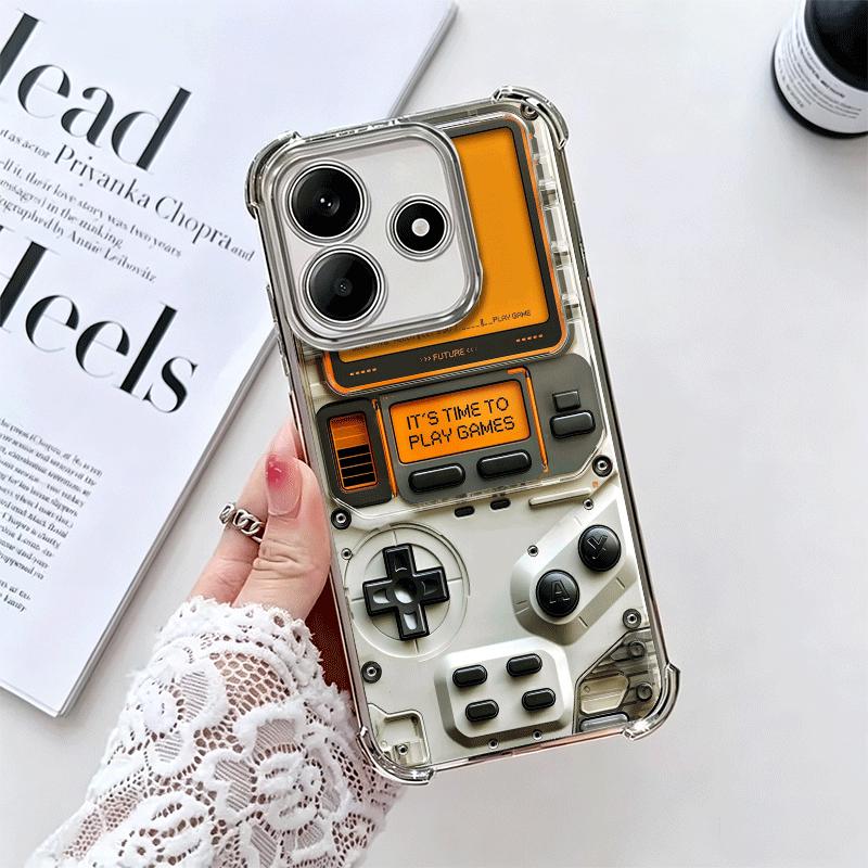Game Console Fashion Boy Plating Phone Case For Xiaomi Redmi Note 14 15 Pro Plus 13 12 11 11S 11T 10 9S 9 5G Anti-Fall Airabag C