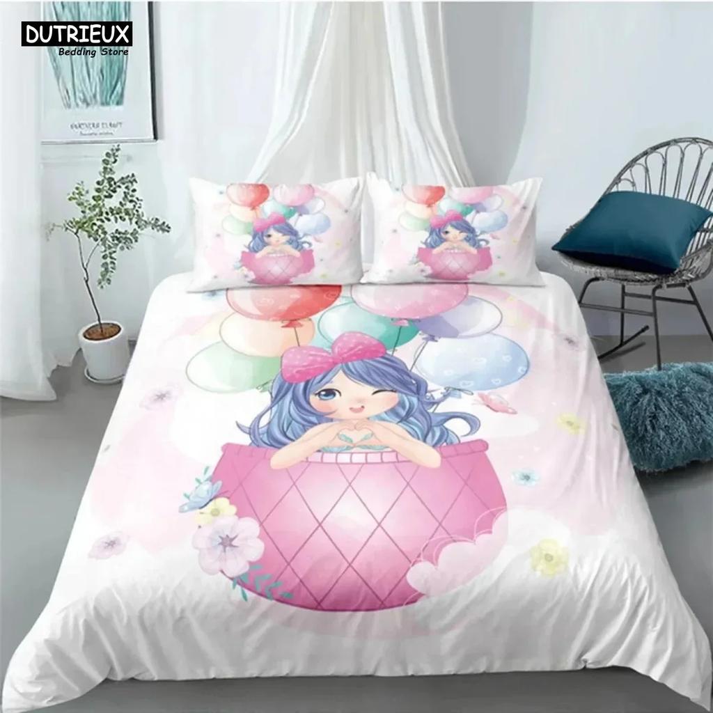 Luxury New 3D Print Cartoon Blue Mermaid Duvet Cover Beautiful Girl With Unicorn Bed Cover Single Double Queen King Bedding Set