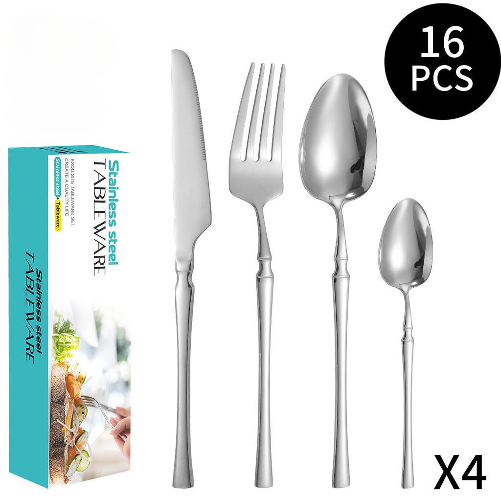 Acciaio inossidabile Ins stile francese piccolo vita luce lusso retrò stile spork per cibo in stile occidentale set da 16 pezzi