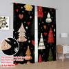 2pcs,2D plane printing Curtain Fabric Christmas Trees Snowflakes Hearts Festive (2) Polyester Fabric (without rod) Holiday Ldeal