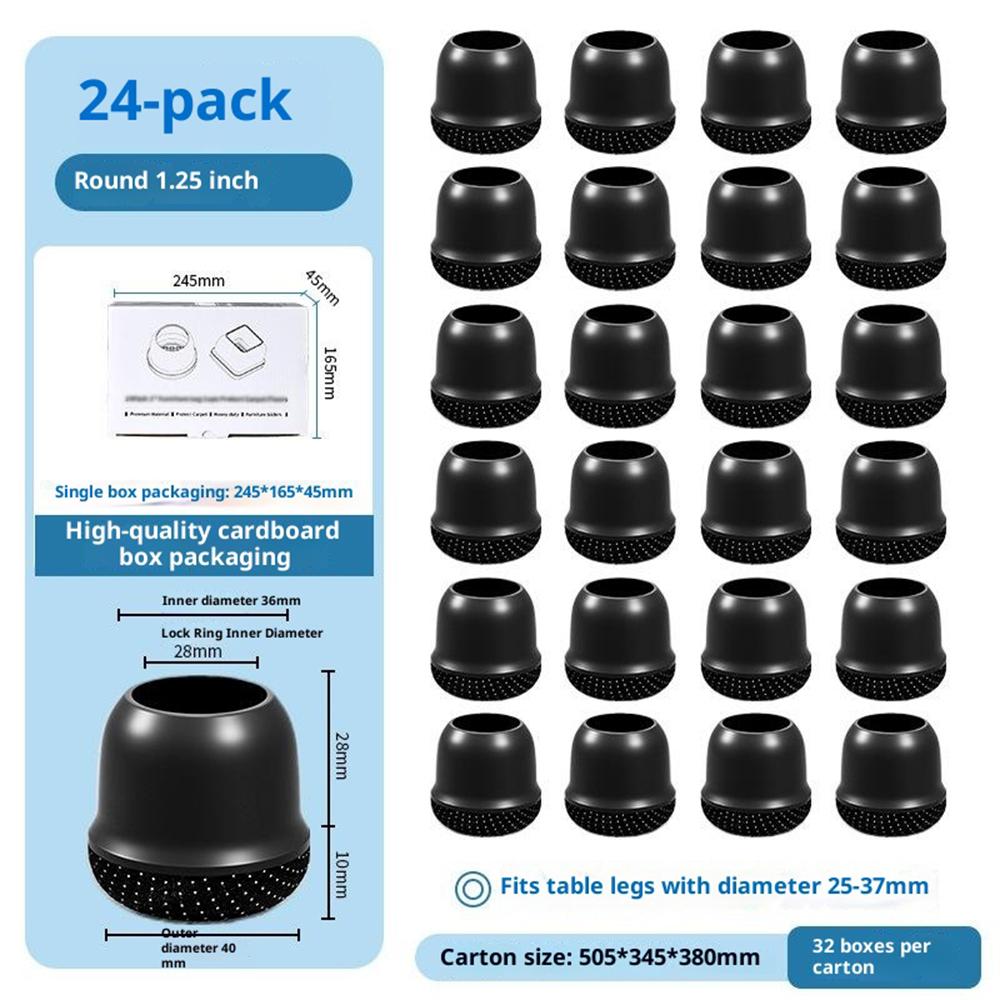 24Pcs Chair Leg Floor Protectors for 25-37mm Table/Chair Legs Silicone Caps Anti Slip Noise Reducing