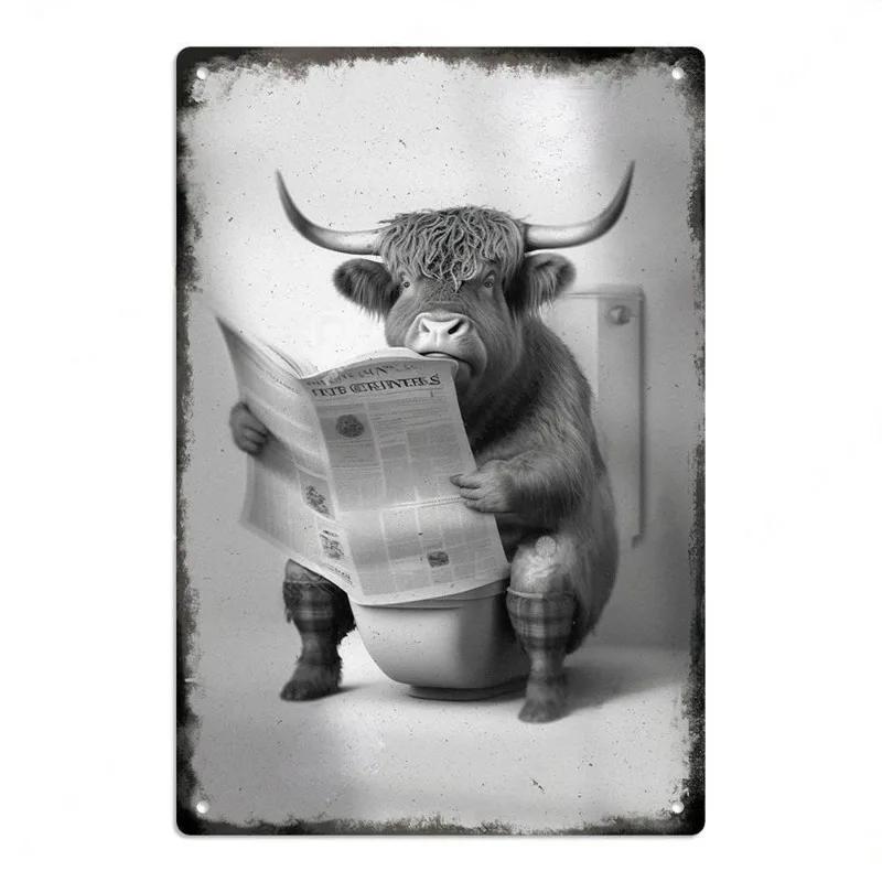 Vintage Metal Tin Poster Retro Bathroom Wall Art Sign Restroom Decor Plaque Metal Plate Poster for Toilet Home Decor
