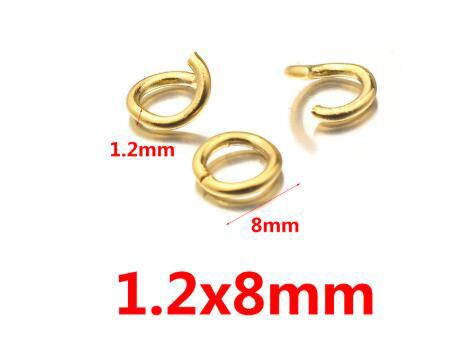 200 Stück/Los Gold Edelstahl Offene Biegeringe Direkt 3/4/5/6/8mm Sprengringe Verbindungsstücke für DIY Schmuckzubehör Herstellung