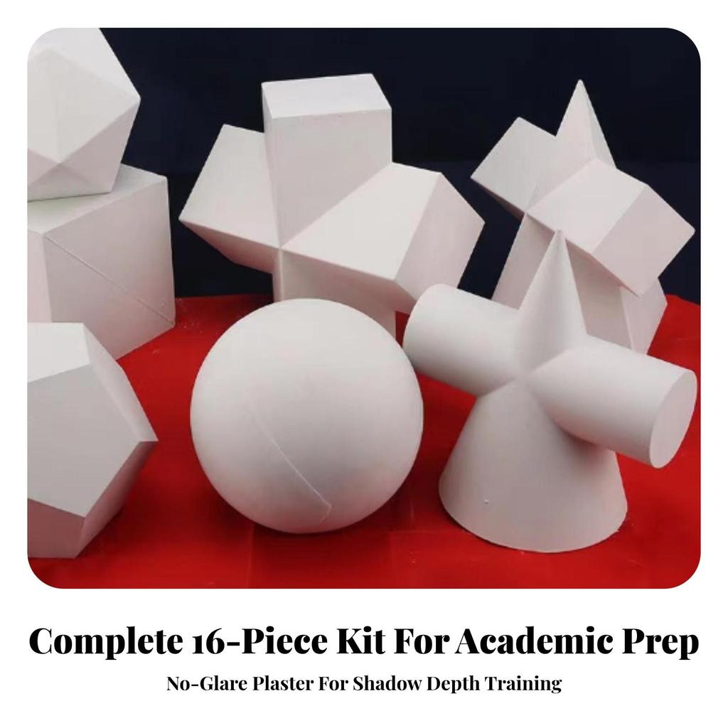 16 Pieces Plaster Study Models Matte Sketch Geometric Model Small for Classroom