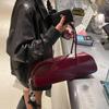 Korean Niche Cowhide Baguette Bowling Bag - Large Capacity, Stylish Underarm Design