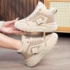 Stivaletti da Donna Invernali Caldi con Fodera in Pile, Alti alla Caviglia, con Spessa Suola Antiscivolo Beige, Scarpe Stringate per Tempo Freddo, Stivali Invernali