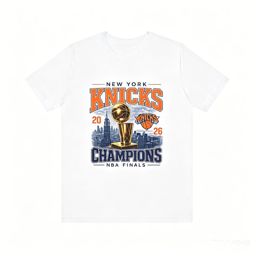 New York Knicks Champions Tee 2026 Finals Trophy City Skyline T-shirt 2026 Summer New Men's Women's Fashion Cotton T-shirt Y2K