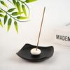 Black & White Wabi-Sabi Coarse Pottery Incense Holder - Simple & Elegant Sandalwood Stick Stand.